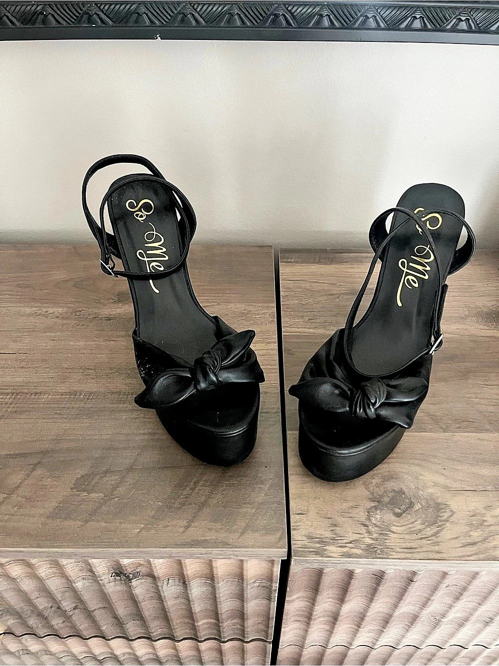 So Me Black Platform Heels